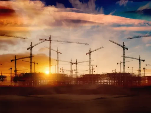 Imagen de una reunión de consultores de construcción discutiendo planificación de obras.